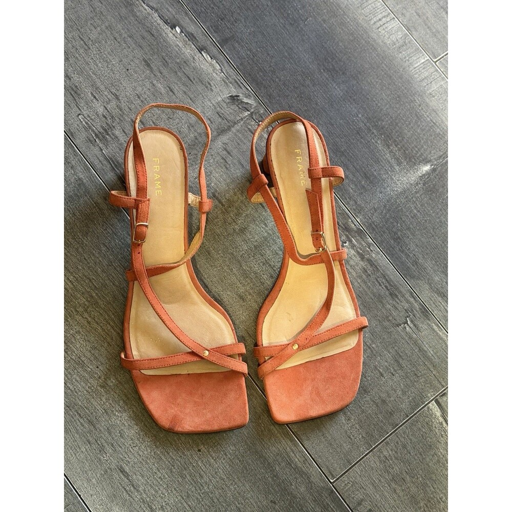 Frame Women's Orange Le Braxton Strappy Sandal Suede Size 38 1/2 (US 8.5) NWOB